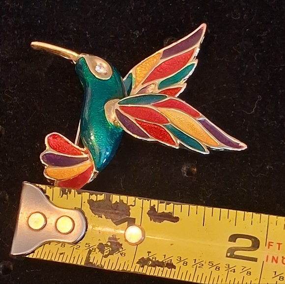 Vintage Colorful Hummingbird Brooch - Picture 5 of 8